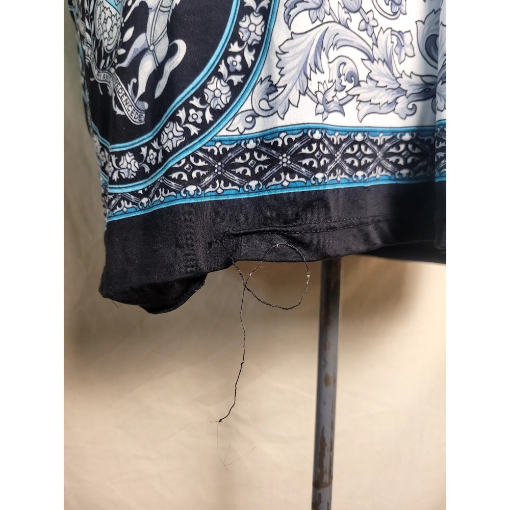 Vintage 90s Y2K Body Central Boho Sleaze V-neck Dress Baroque Teal Motif S/M - Picture 5 of 11